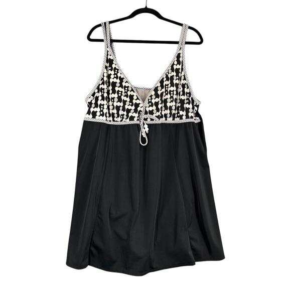 Avenue Empire‎ Waist Geometric Pattern V-Neck Sleeveless Dress Swimsuit Size 24W - Picture 1 of 7